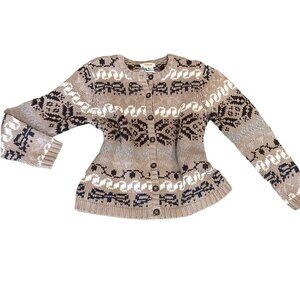 Talbots Nordic Fair Isle Cotton Button-Up Cardigan Sweater Sz S #246F